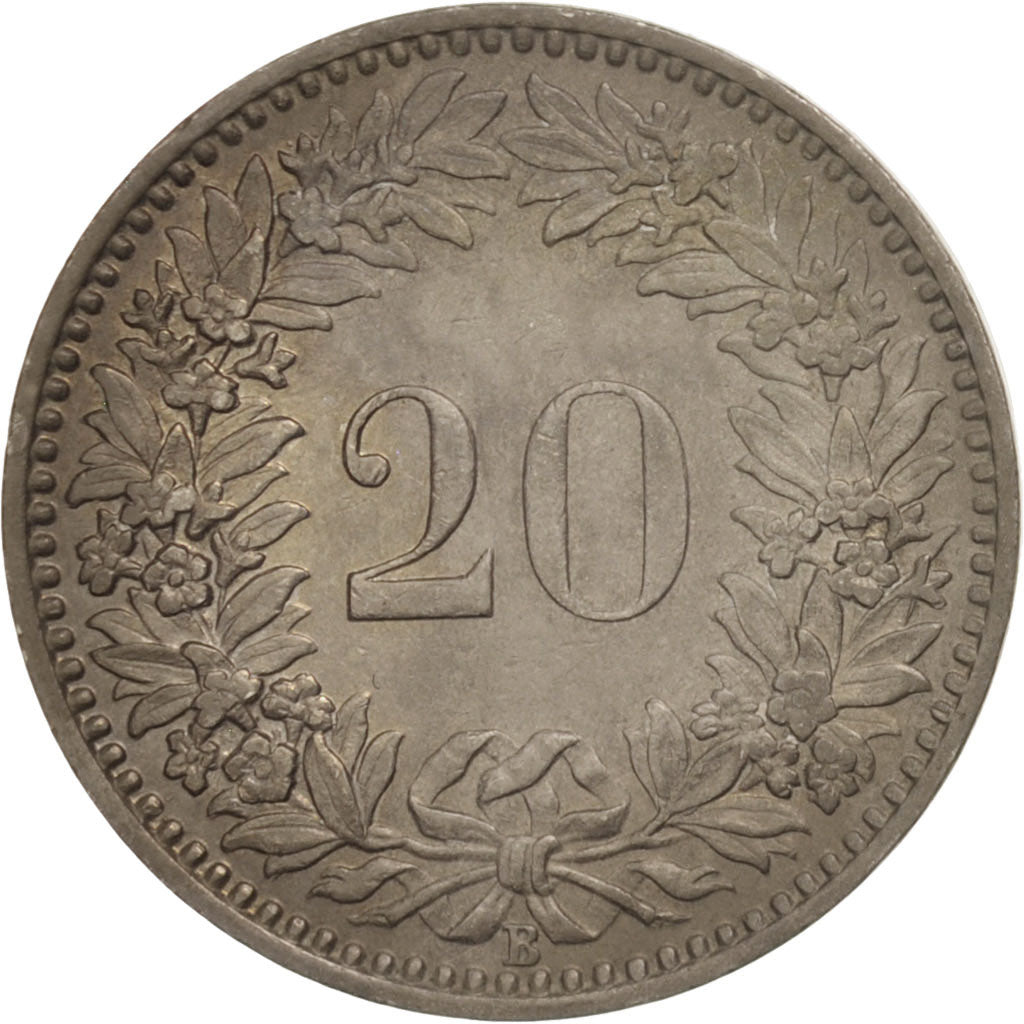 Moneda, Suiza, 20 Rappen, 1924, Bern, MBC+, Níquel, KM:29