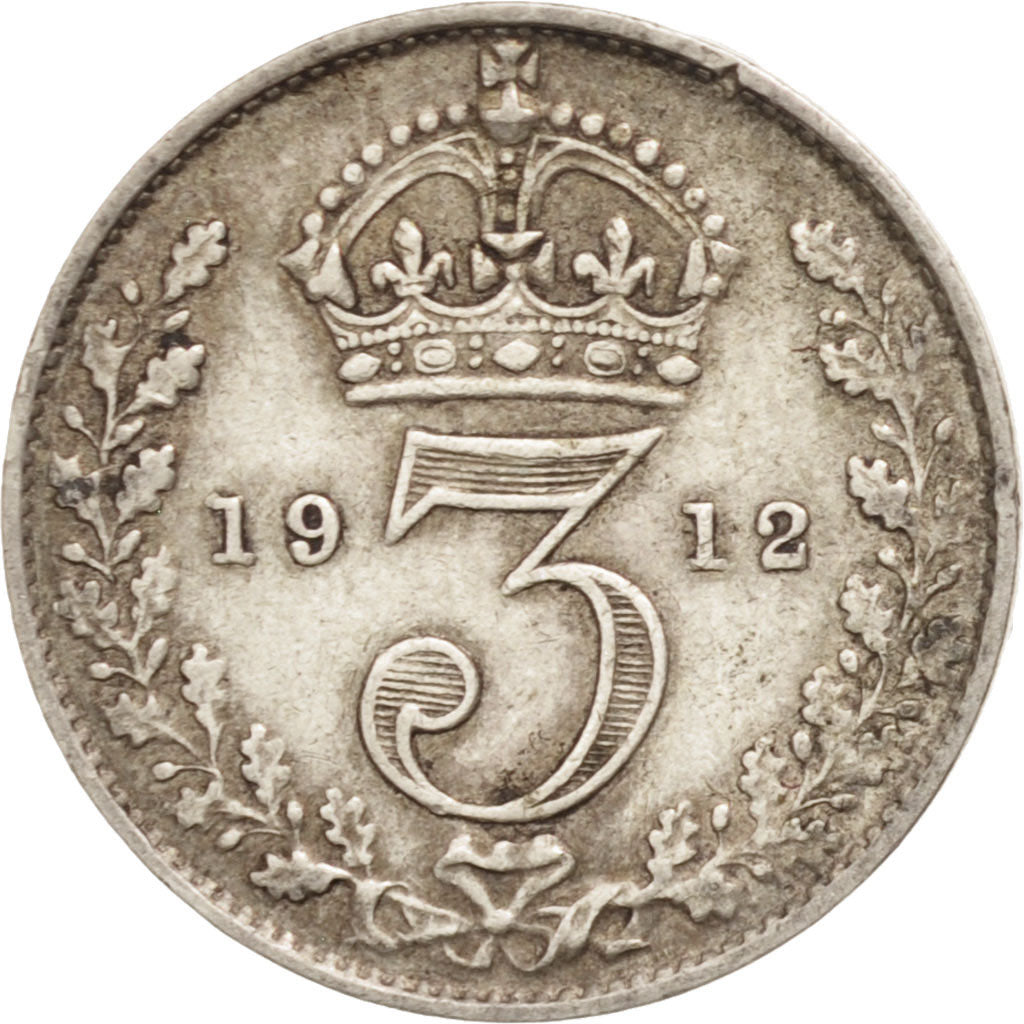 Great Britain, George V, 3 Pence, 1912, AU(50-53), Silver
