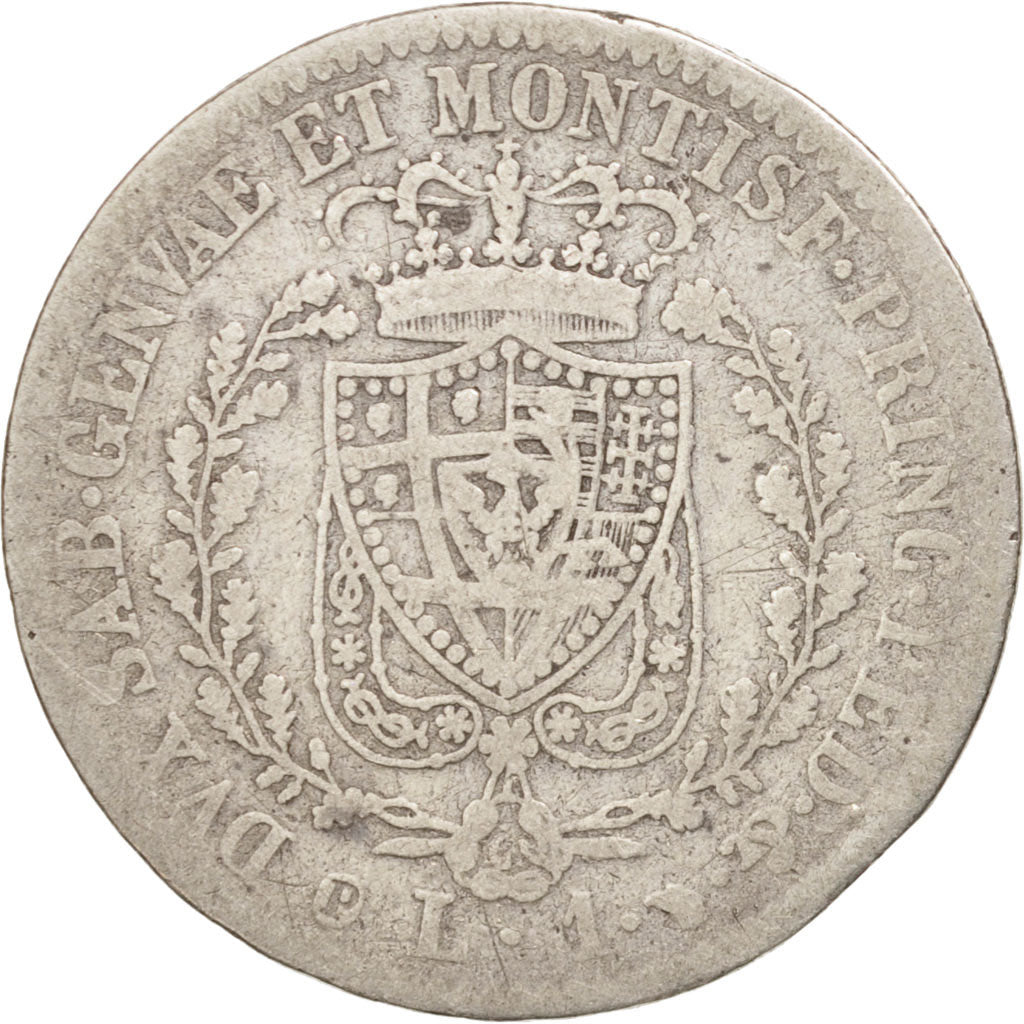 ITALIAN STATES, SARDINIA, Carlo Felice, Lira, 1830, Genoa, VF(20-25), Silver