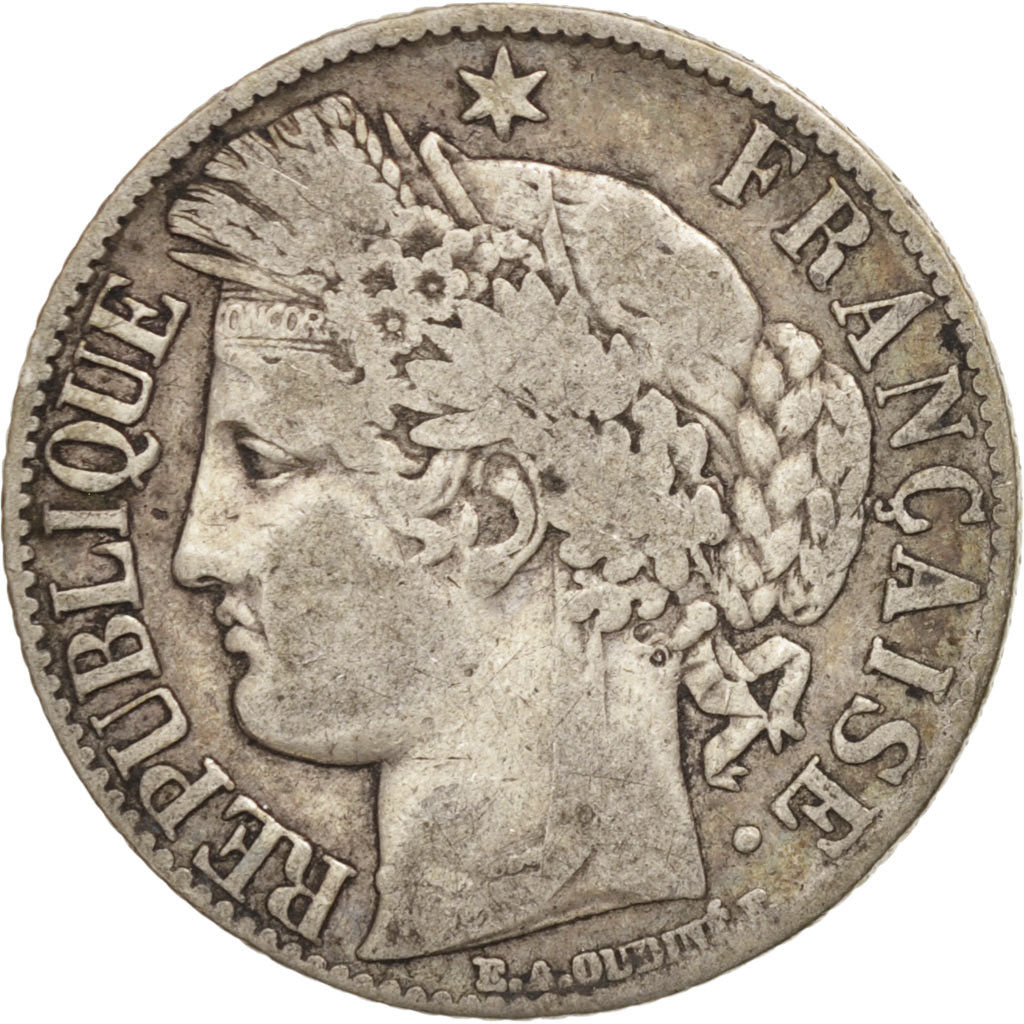 France, Cérès, Franc, 1888, Paris, VF(30-35), Silver, KM:822.1, Gadoury:465a