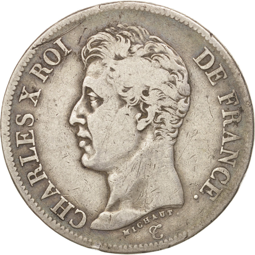 France, Charles X, 5 Francs, 1825, Paris, VF(20-25), Silver, KM:720.1