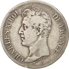 France, Charles X, 5 Francs, 1825, Paris, VF(20-25), Silver, KM:720.1