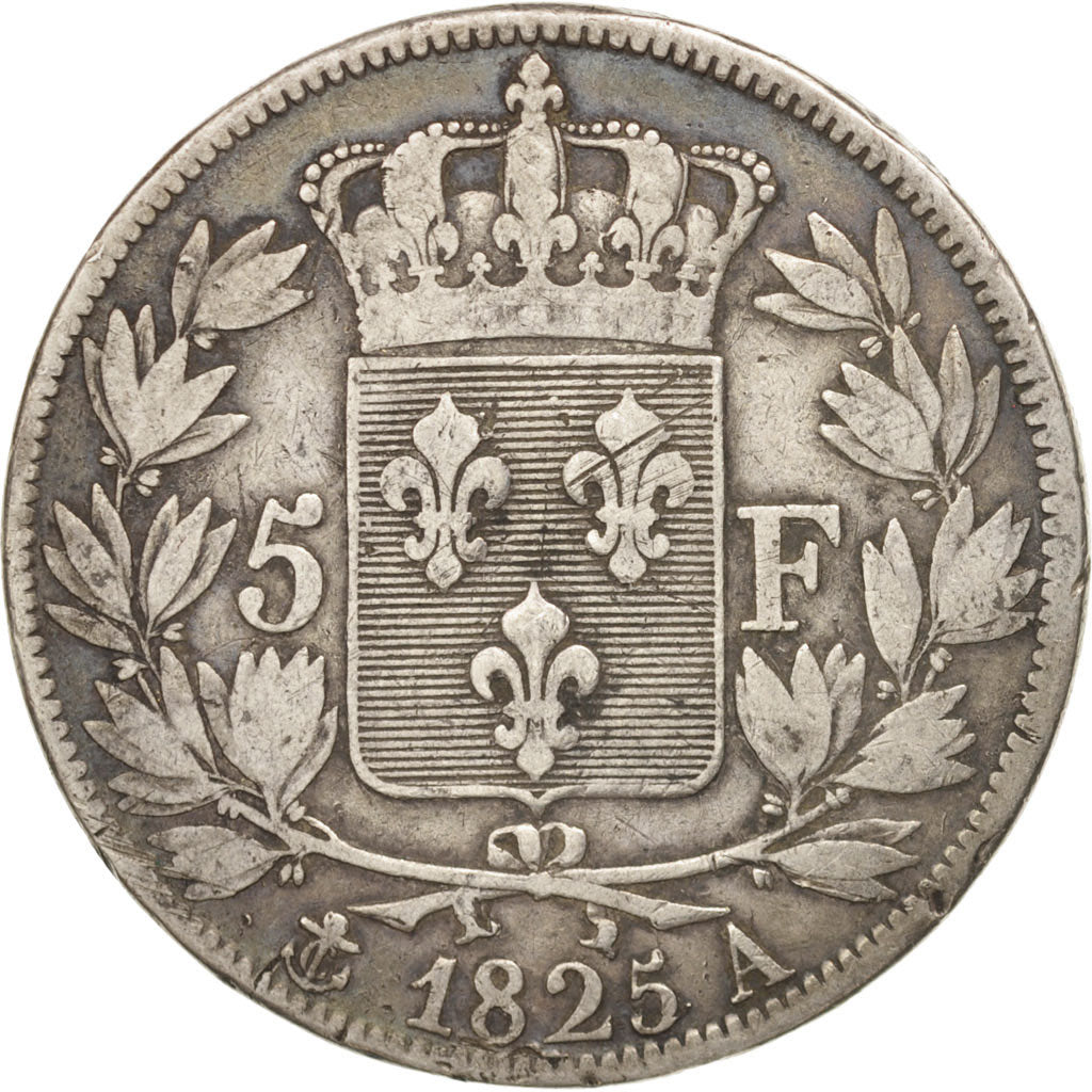 France, Charles X, 5 Francs, 1825, Paris, VF(20-25), Silver, KM:720.1