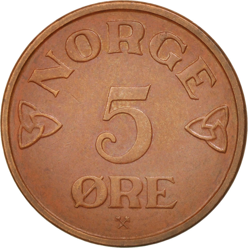 Norway, Haakon VII, 5 Öre, 1954, Royal Norwegian Mint, AU(55-58), Bronze