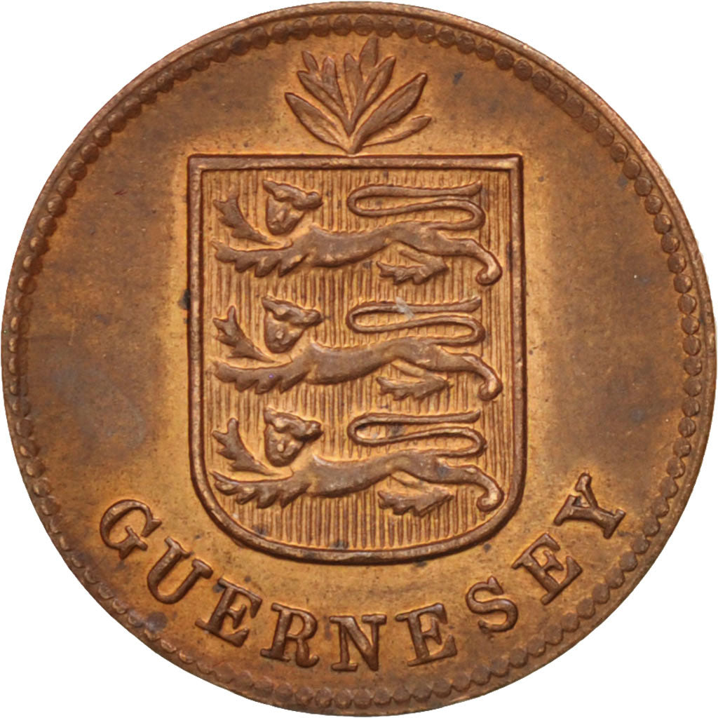 Guernsey, Double, 1929, Heaton, Birmingham, MS(60-62), Bronze, KM:11