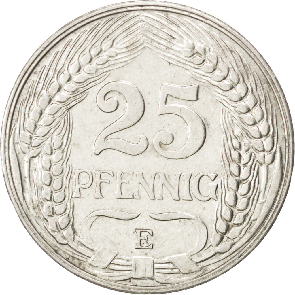 Coin, GERMANY - EMPIRE, Wilhelm II, 25 Pfennig, 1911, Muldenhütten, AU(50-53)