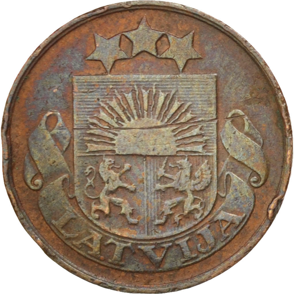 Latvia, Santims, 1922, AU(50-53), Bronze, KM:1