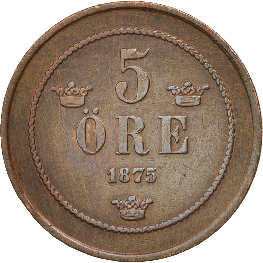 Monnaie, Norvège, 5 Öre, 1875, Royal Norwegian Mint, TTB+, Bronze, KM:349