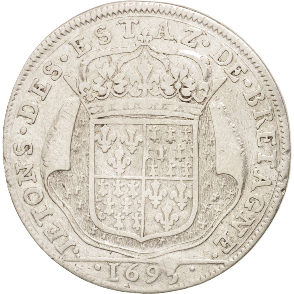 France, Medal, Royal, États de Bretagne, Vannes, Louis XIV, 1693, VF(30-35)