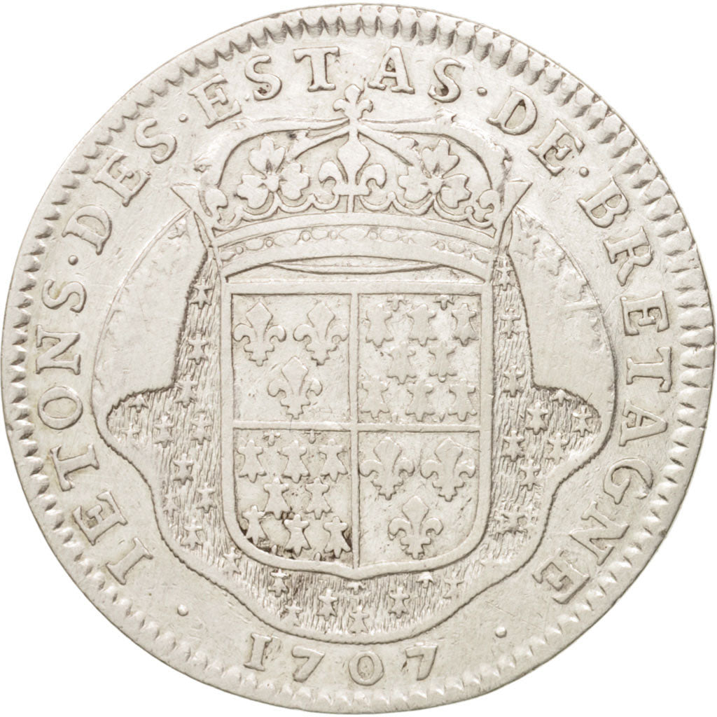 Francia, Token, Royal, États de Bretagne, Dinan, Louis XIV, 1707, Thomas
