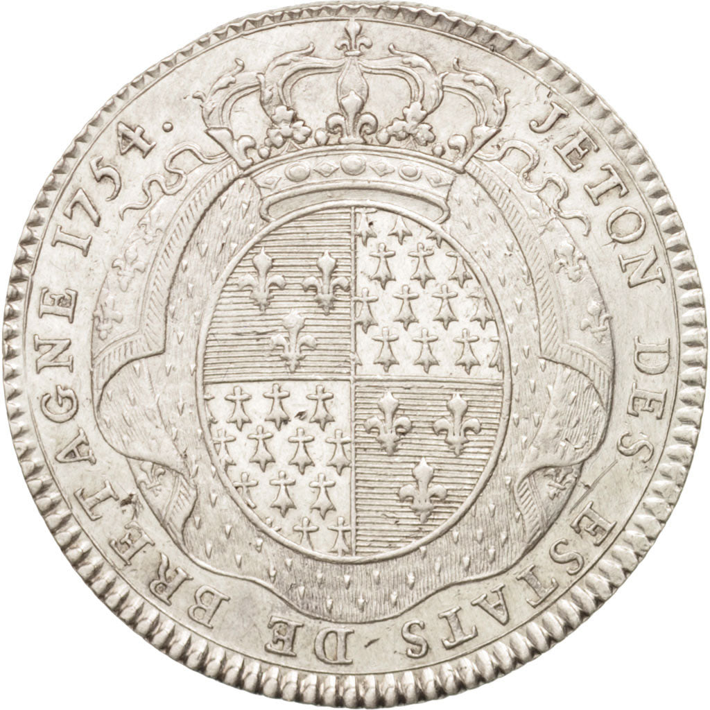 Francia, Token, Royal, États de Bretagne, Rennes, Louis XV, 1754, BB+, Argen...