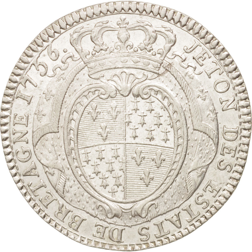 Francja, Token, Królewskie, Ludwik XV, États de Bretagne, Rennes, 1756