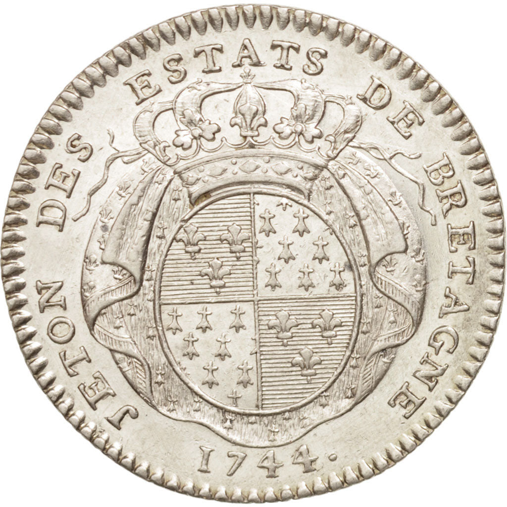 Francia, Token, Royal, États de Bretagne, Rennes, Louis XV, 1744, Röettiers...