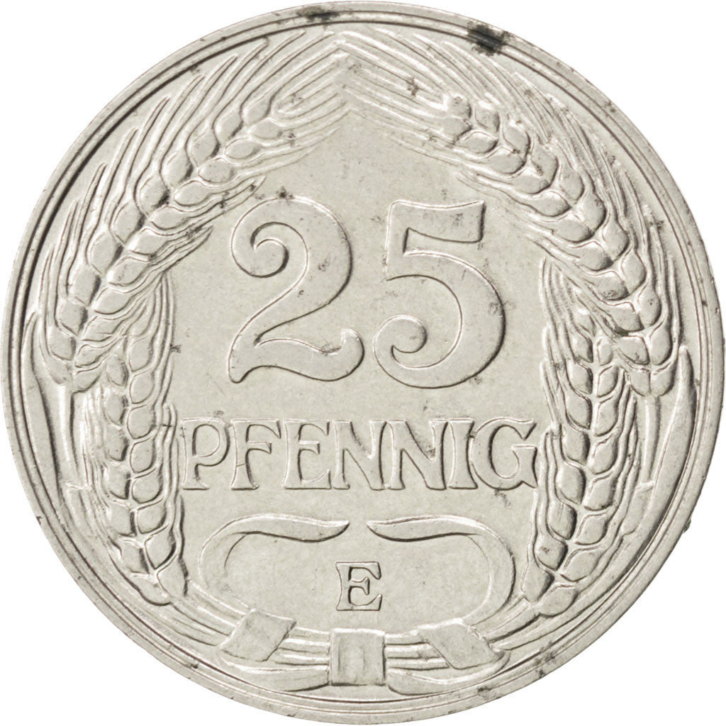 Coin, GERMANY - EMPIRE, Wilhelm II, 25 Pfennig, 1910, Muldenhütten, AU(55-58)