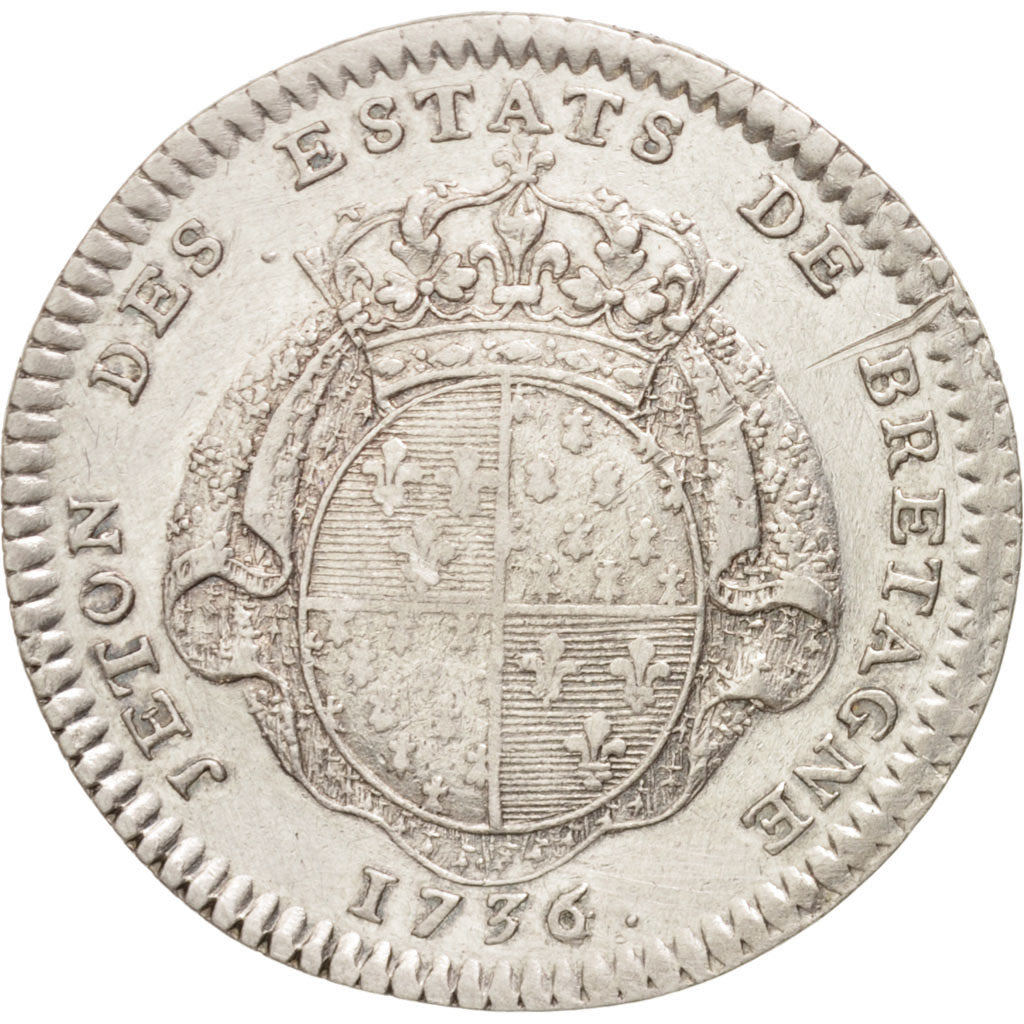 Frankrijk, Token, Royal, États de Bretagne, Rennes, Louis XV, 1736, Duvivier