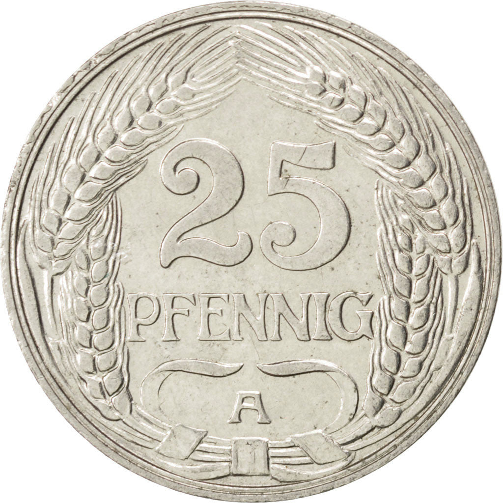 Coin, GERMANY - EMPIRE, Wilhelm II, 25 Pfennig, 1912, Berlin, AU(55-58), Nickel