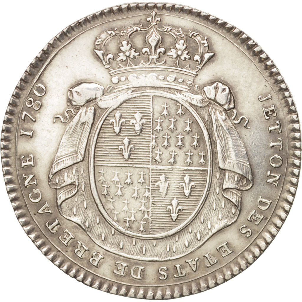 Francia, Token, Royal, États de Bretagne, Rennes, Louis XVI, 1780, BB+, Arge...