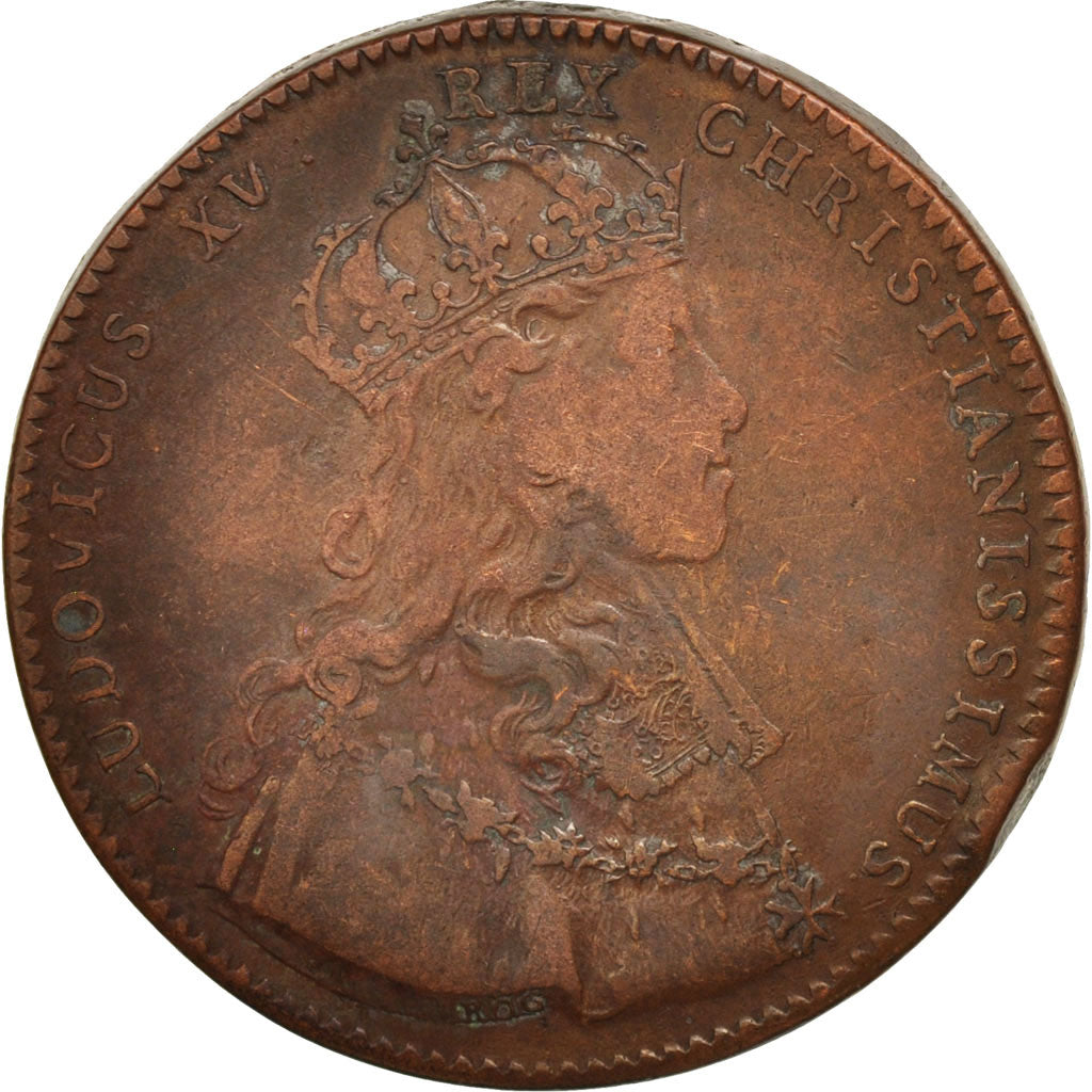 Francia, Token, Royal, États de Lille, Louis XV, MB+, Rame, Feuardent:7236
