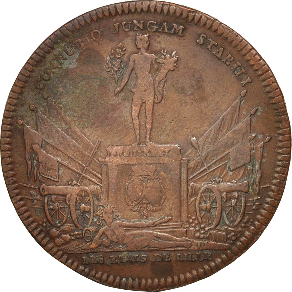 Francia, Token, Royal, États de Lille, Louis XV, MB+, Rame, Feuardent:7236