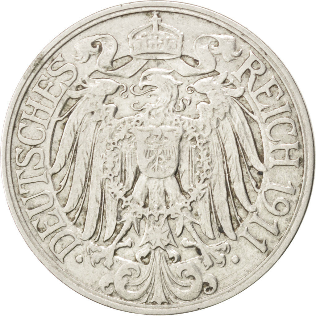Münze, GERMANY - EMPIRE, Wilhelm II, 25 Pfennig, 1911, Berlin, SS, Nickel