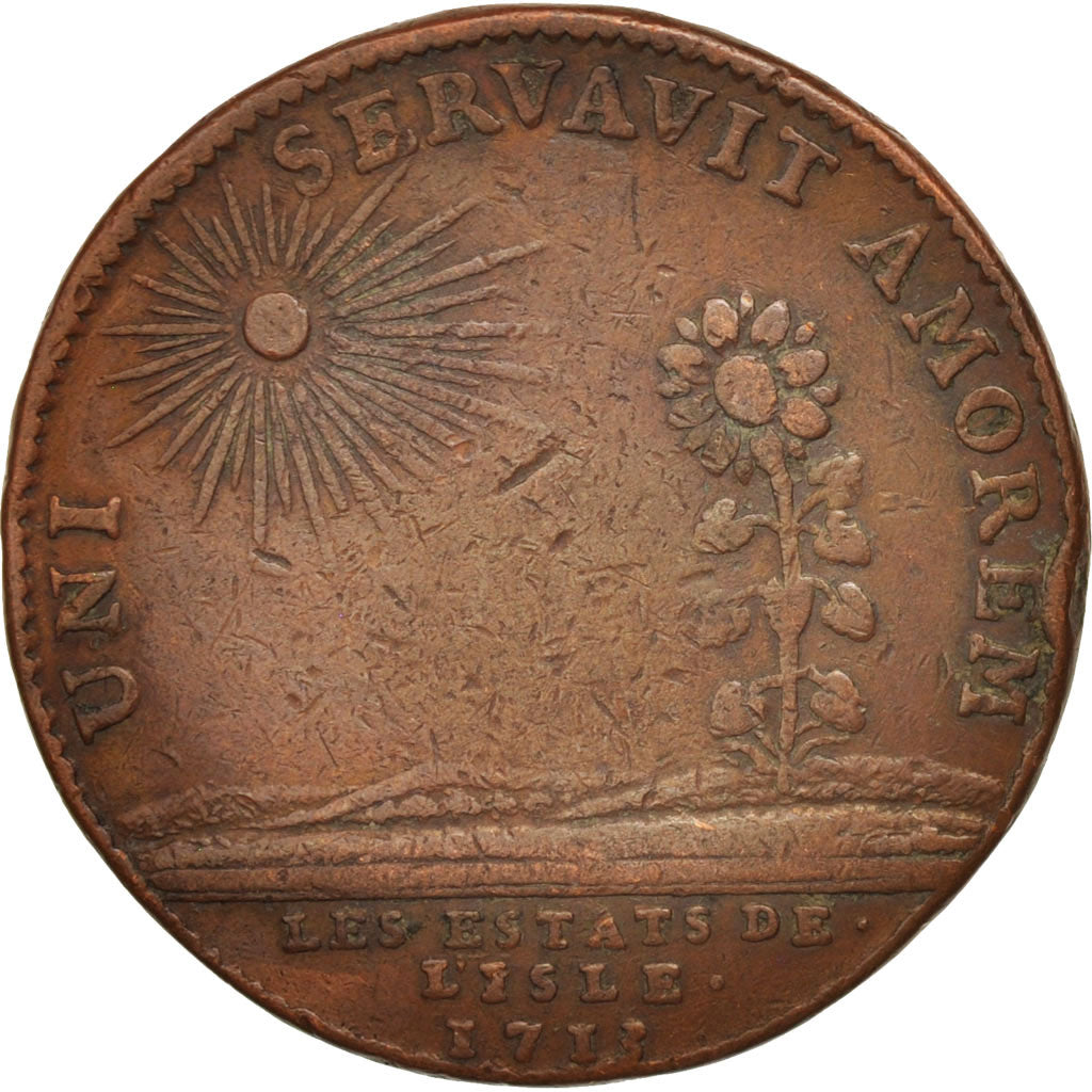France, Royal, États de Lille, Louis XIV, 1713, Token, VF(20-25), Copper