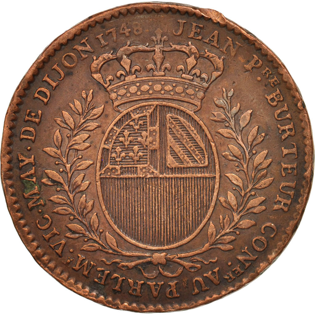 France, Jeton, Royal, Ville de Dijon, Jean-Pierre Burteur, 1748, TTB, Cuivre