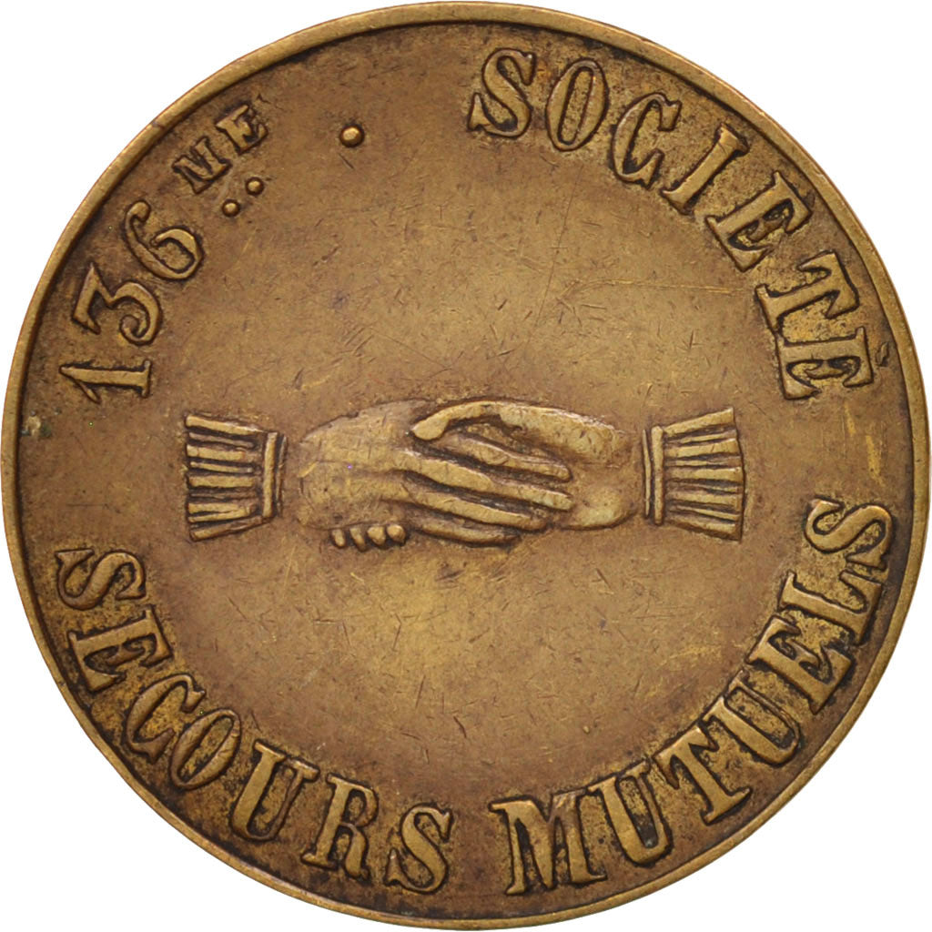 France, Token, Insurance, Société de secours mutuels, 1834, AU(50-53), Copper
