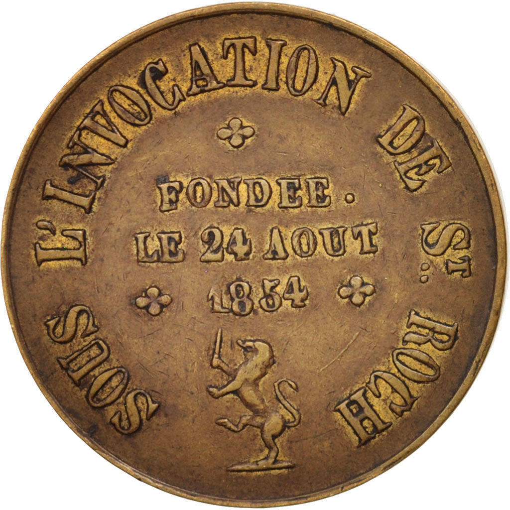France, Token, Insurance, Société de secours mutuels, 1834, AU(50-53), Copper