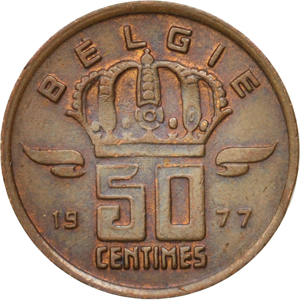 Coin, Belgium, Baudouin I, 50 Centimes, 1977, Brussels, AU(50-53), Bronze