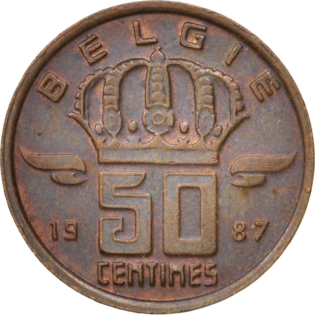 Coin, Belgium, Baudouin I, 50 Centimes, 1987, Brussels, AU(50-53), Bronze
