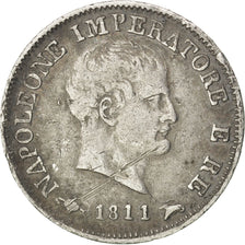 ITALIAN STATES, 10 Soldi, 1811, Milan, KM #6.1, VF(20-25), Silver, 2.44