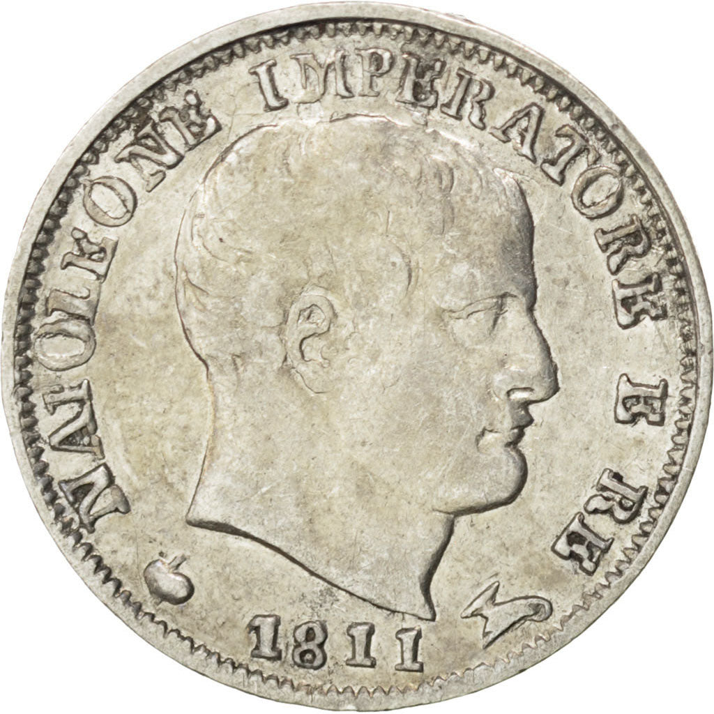 ITALIAN STATES, 5 Soldi, 1811, Milan, KM #5.1, EF(40-45), Silver, 1.20