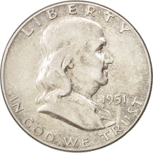 Coin, United States, Franklin Half Dollar, Half Dollar, 1951, U.S. Mint
