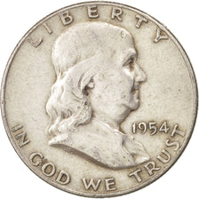 Coin, United States, Franklin Half Dollar, Half Dollar, 1954, U.S. Mint, Denver