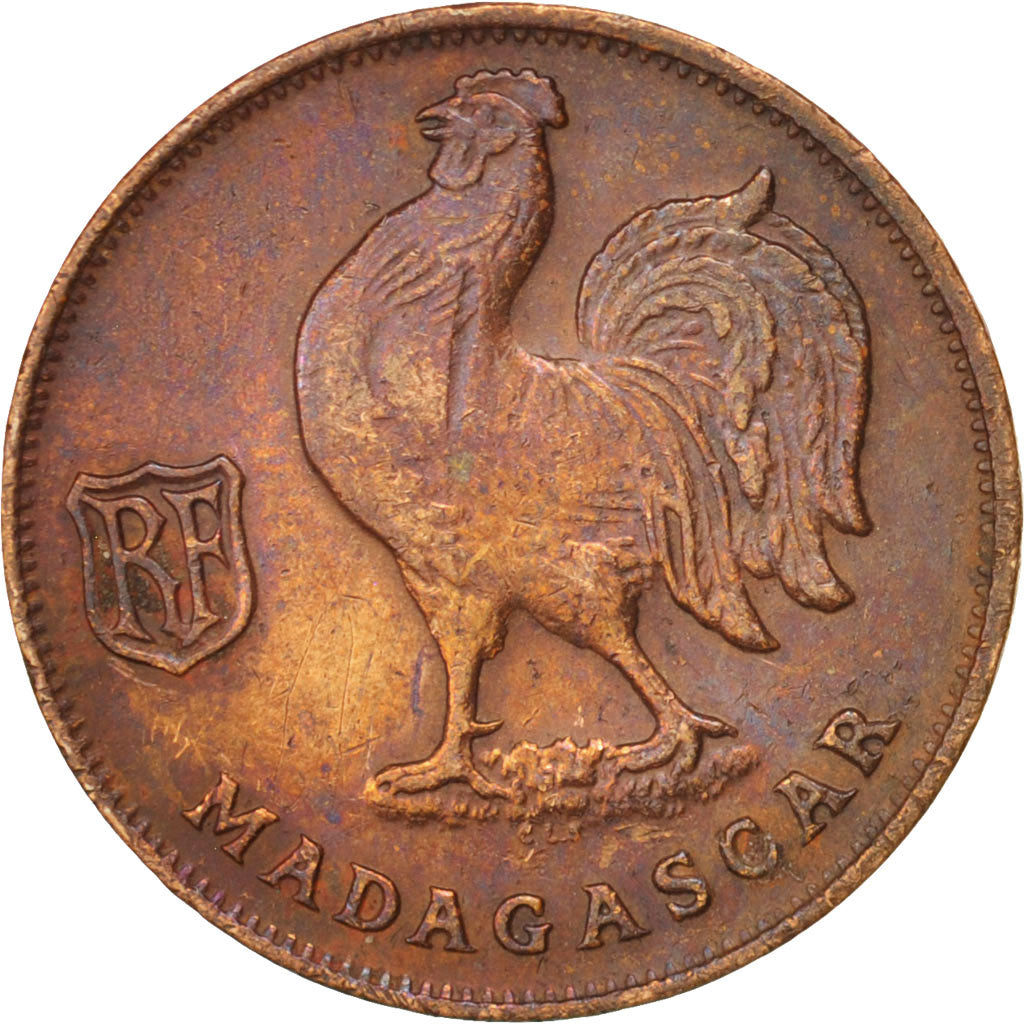 Madagascar, Franc, 1943, Pretoria, VF(30-35), Bronze, KM:2