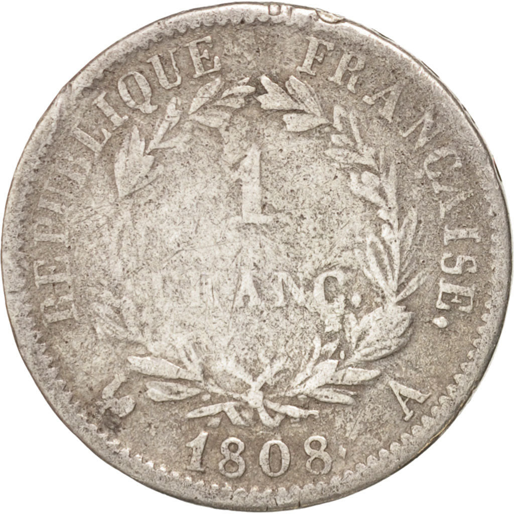 Francia, Napoléon I, Franc, 1808, Paris, B+, Argento, KM:682.1, Gadoury:446