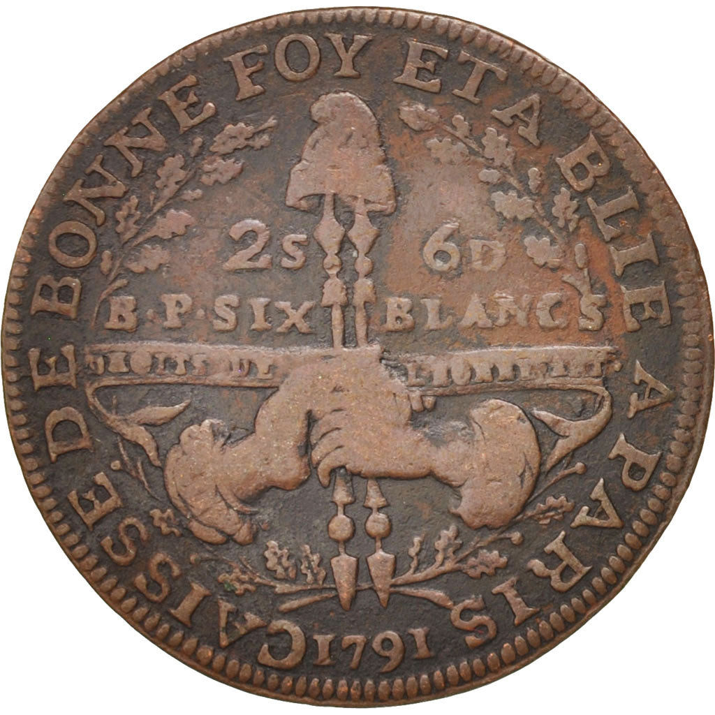 Coin, France, 2 Sols 6 Deniers, 1791, Paris, VF(30-35), Copper, KM:Tn37