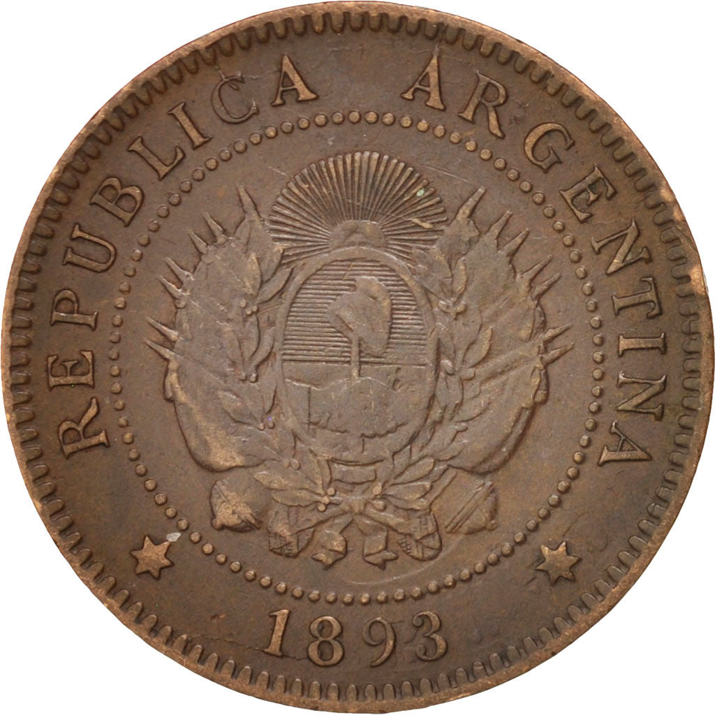 Argentina, Centavo, 1893, EF(40-45), Bronze, KM:32