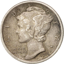 United States, Mercury Dime, Dime, 1916, U.S. Mint, Philadelphia, EF(40-45)