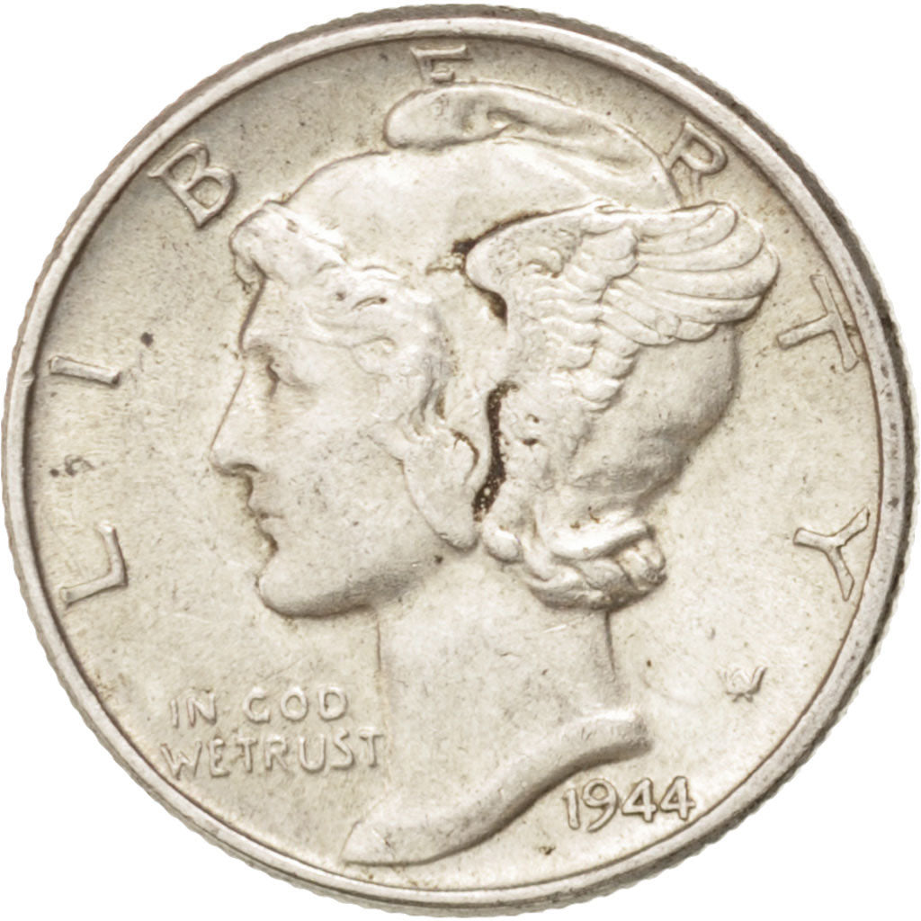 Coin, United States, Mercury Dime, Dime, 1944, U.S. Mint, Philadelphia