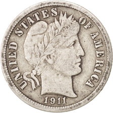 United States, Barber Dime, Dime, 1911, U.S. Mint, Philadelphia, VF(30-35)