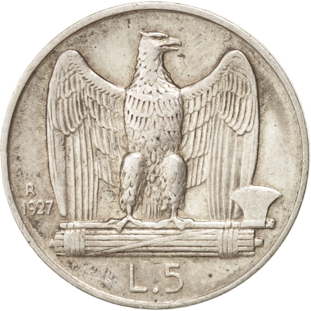 Italia, Vittorio Emanuele III, 5 Lire, 1927, Rome, BB+, Argento, KM:67.2