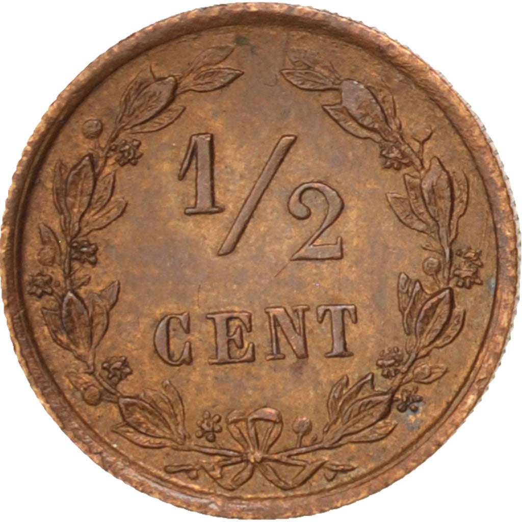 Coin, Netherlands, William III, 1/2 Cent, 1878, AU(50-53), Bronze, KM:109.1