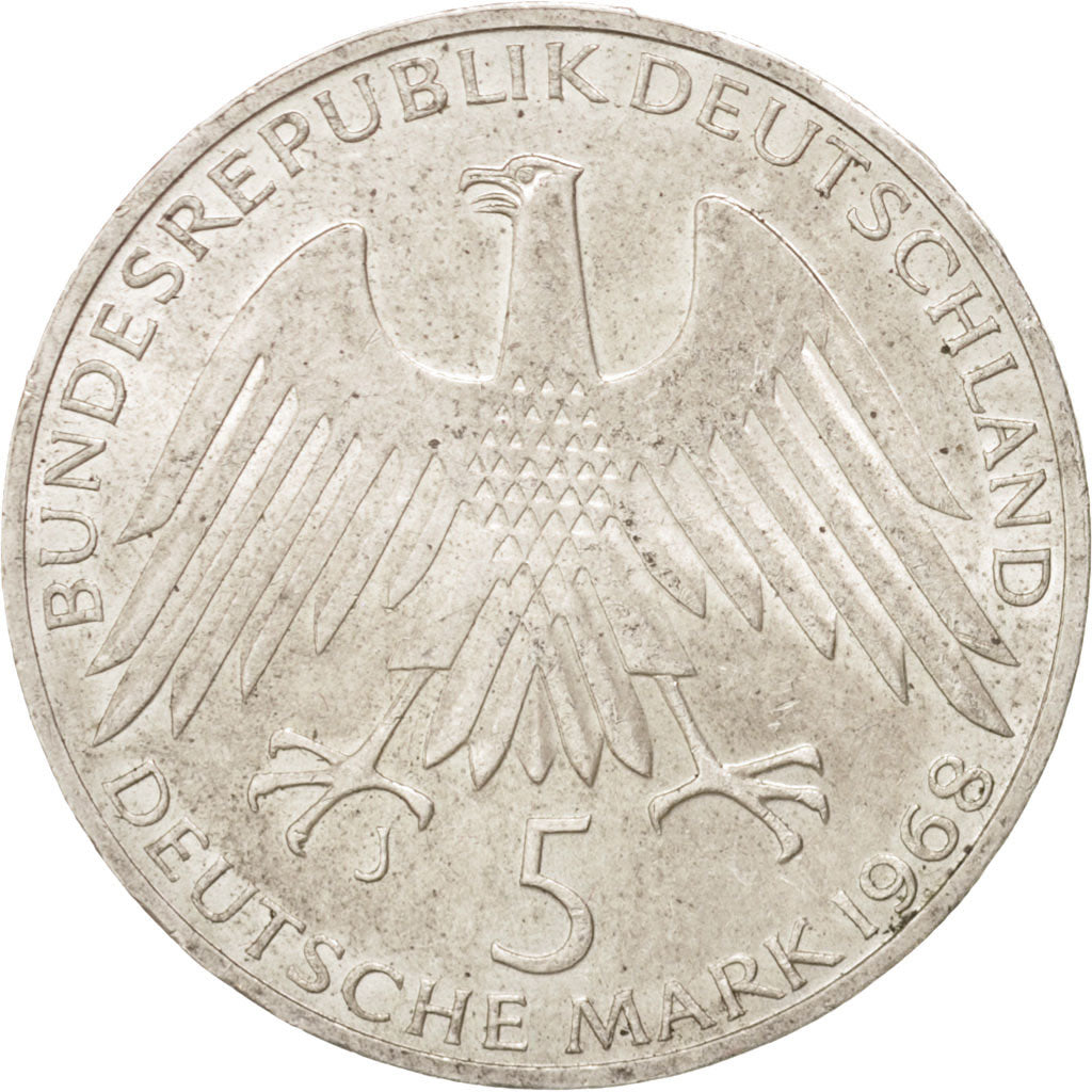Coin, GERMANY - FEDERAL REPUBLIC, 5 Mark, 1968, Hamburg, Germany, AU(55-58)