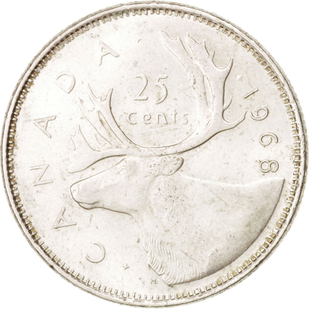 Coin, Canada, Elizabeth II, 25 Cents, 1968, Royal Canadian Mint, Ottawa