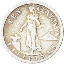 Philippines, 10 Centavos, 1937, EF(40-45), Silver, KM:181