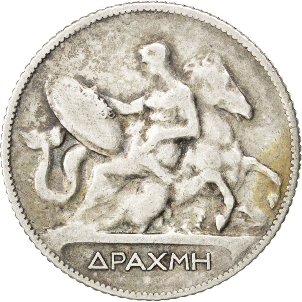 GREECE, Drachma, 1910, Paris, KM #60, VF(20-25), Silver, 4.92
