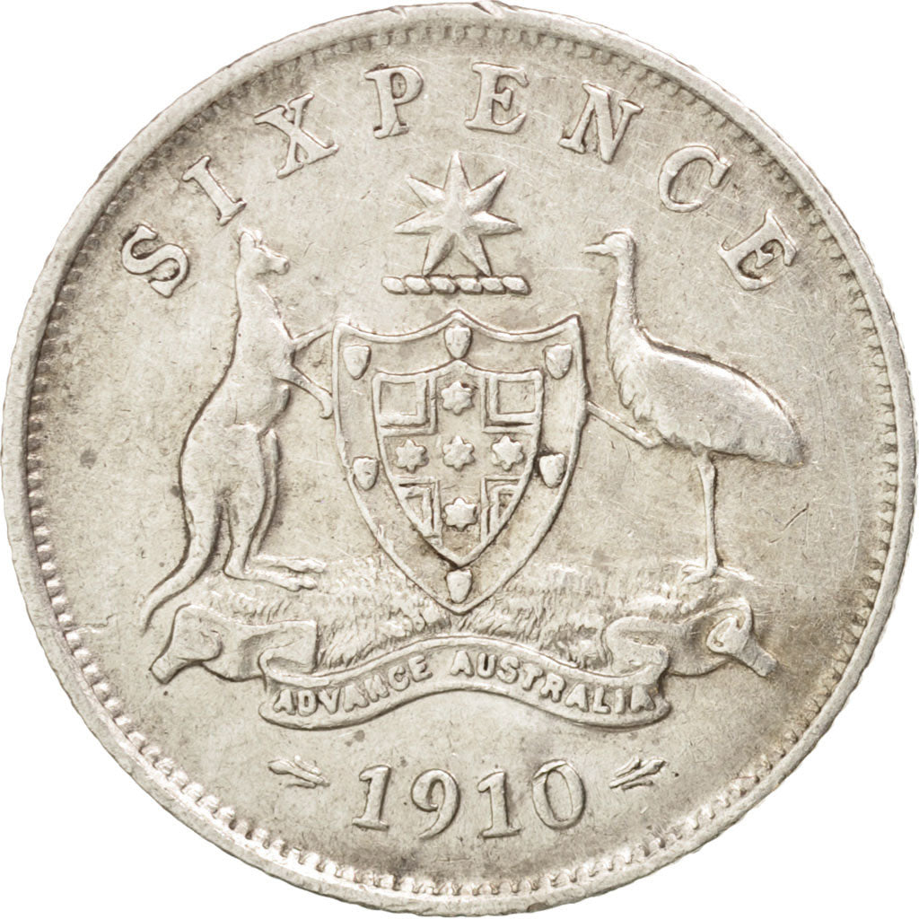 Australia, Edward VII, Sixpence, 1910, London, VF(30-35), Silver, KM:19