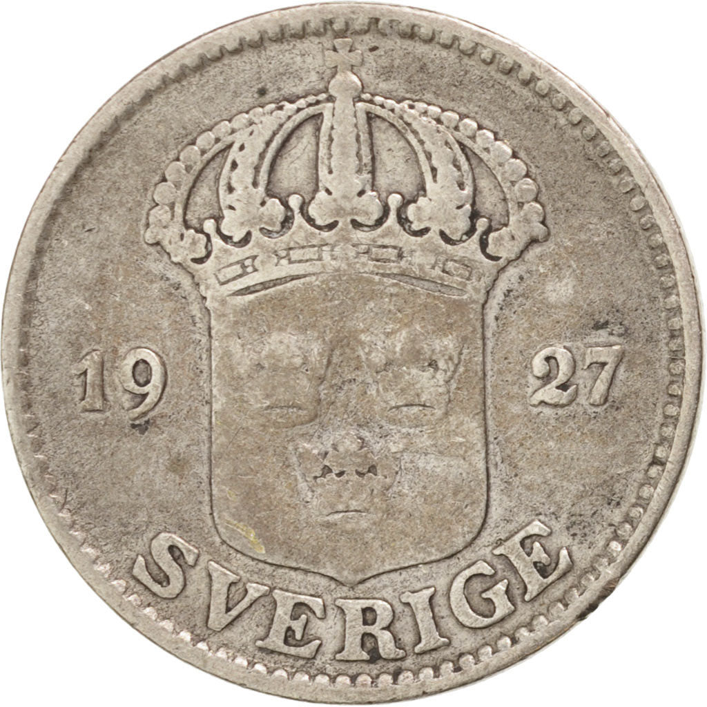 Sweden, Gustaf V, 25 Öre, 1927, Stockholm, VF(30-35), Silver, KM:785