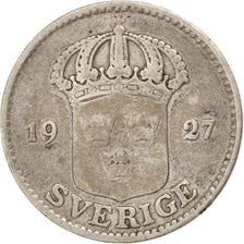 Sweden, Gustaf V, 25 Öre, 1927, Stockholm, VF(30-35), Silver, KM:785